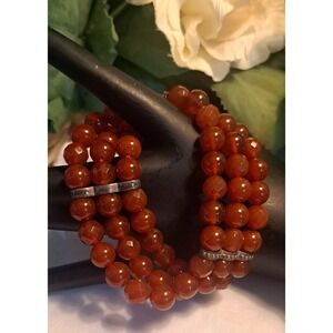 Vintage Whitney Kelly Carnelian Faceted Stretch Bracelet 7" X 2.5cm